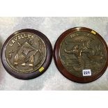 Pair of nautical brass plaques