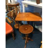 Mahogany tripod table and a wine table