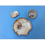 A Royal Worcester plate, decorated with insects and flowers, a pin tray and a Locke and Co. dish (