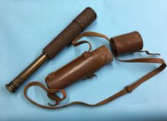 Brass two draw telescope and leather case