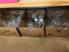 Three boxes of glassware