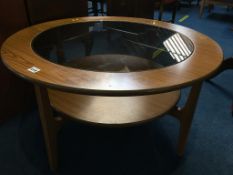 Glass top circular coffee table