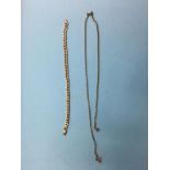 A 9ct gold chain and bracelet, 11.9g