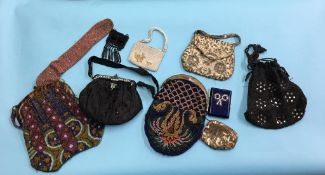 Various beaded purses