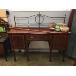 Edwardian mahogany sideboard, with brass rail