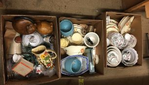 Three boxes of china and glass