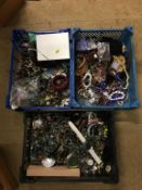 Three trays of costume jewellery