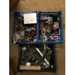 Three trays of costume jewellery