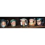 Five Royal Doulton Toby jugs