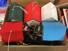 Quantity of birdhouses, copper pans etc.