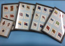 Collection of framed Kensitas silk flags of The British Empire etc.