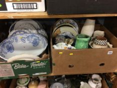 Three boxes of assorted china