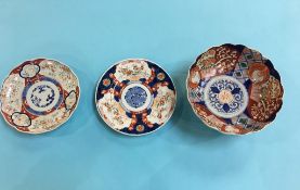 Imari bowl and two dishes