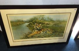 David Shepherd, signed, limited edition print, 'Tiger in the Sun', number 248/850, 56 x 98cm
