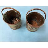 Pair of brass bound copper pails