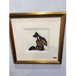 Dawn Barker, watercolour, signed, 'Blue Hare', 14 x 14cm