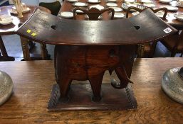 Carved hardwood elephant stool