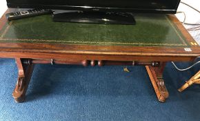 A 19th century mahogany green leather inset top rectangular table, 106cm wide