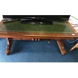 A 19th century mahogany green leather inset top rectangular table, 106cm wide