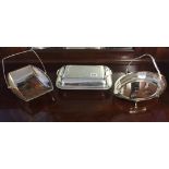 Silver plated tureen and two dishes