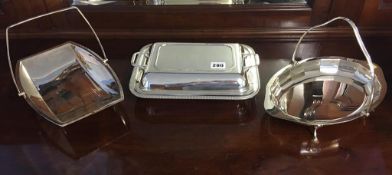 Silver plated tureen and two dishes