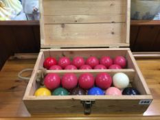 Cased set of snooker balls