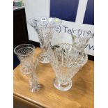 Collection of cut glass vases