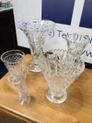 Collection of cut glass vases