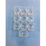 Set of ten cut crystal glasses