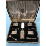 Cased silver cruet set