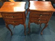 Pair of two drawer bedside chests, 37cm wide