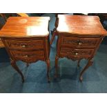 Pair of two drawer bedside chests, 37cm wide