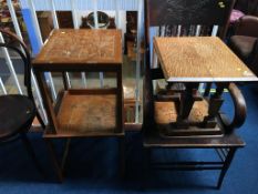 Carver chair and three small occasional tables