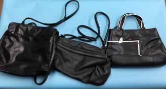 Three leather handbags, Emy etc.