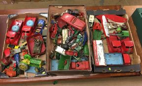 Three boxes of die-cast and tin plate toys