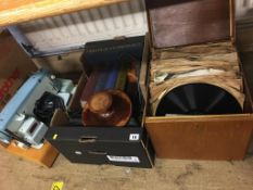 Sewing machine, box of assorted etc.