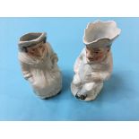 Pair of Punch and Judy Staffordshire jugs