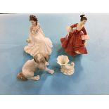 Two figures, a Nao dog, and a Royal Worcester shell