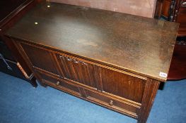 A large oak blanket box, with two drawers