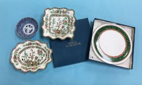 A boxed Worcester bread plate, two Coalport dishes etc.