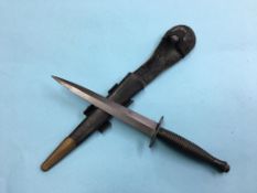 A William Rodgers Fairburn Sykes fighting knife and scabbard