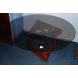 A G Plan teak coffee table, with smoked glass top