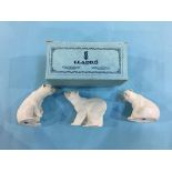 Three Lladro polar bears