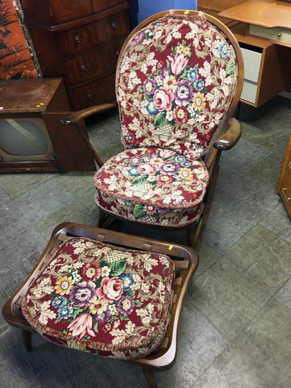 Ercol rocking chair and stool