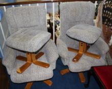 Pair of armchairs and footstool