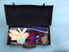 Assorted Masonic regalia and a leather case