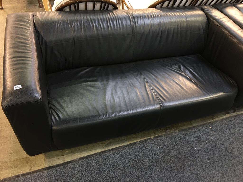 Two black leather settees - Image 3 of 3