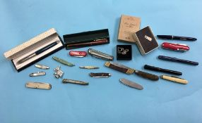Collection of pen knives, silver Steiff pendant etc.