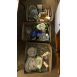 Three boxes of china and glass ware