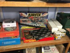 Toys including Hornby train set, Tonka trucks, Air Fix VE day kit etc.